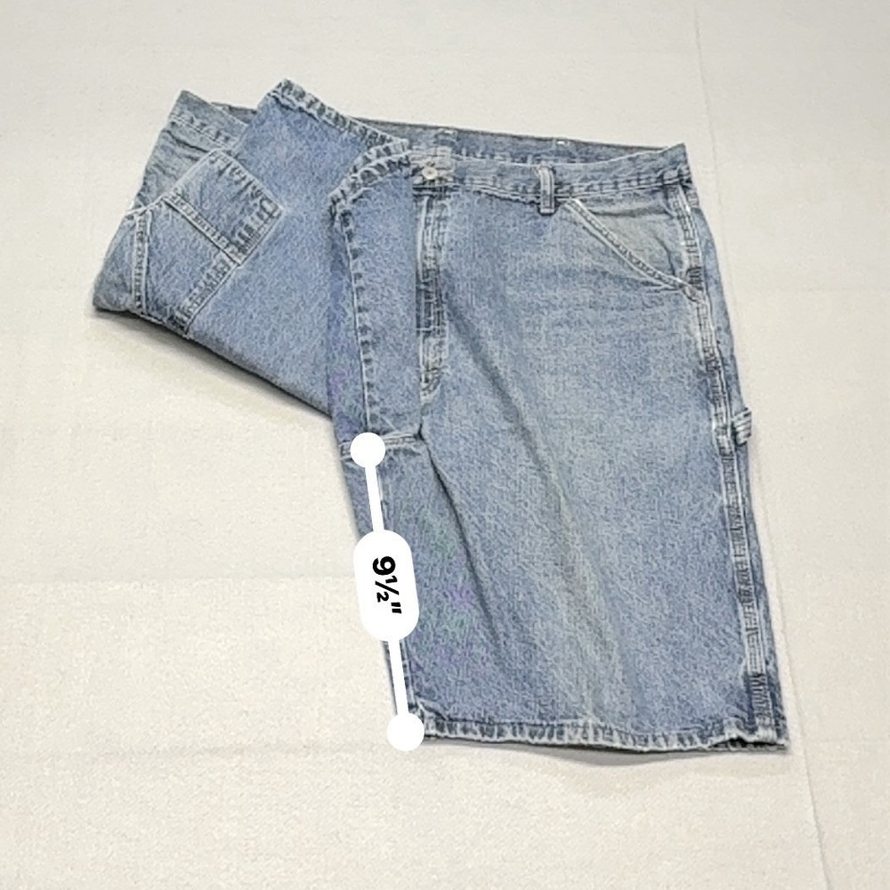 VTG Y2K Wrangler Jorts Rugged Wear Mens 40 Blue Denim Carpenter Shorts Relaxed - Picture 7 of 16